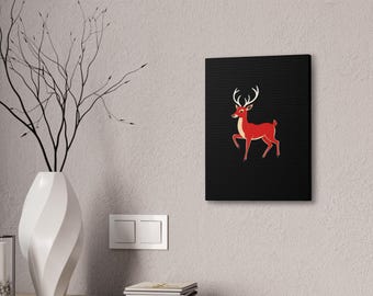 Mid-Century Modern Reindeer Canvas Print Vintage-Inspired Christmas Art, Retro Holiday Decor, Perfect for Festive Walls