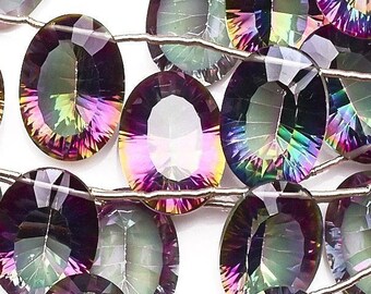 Topaz Rainbow Oval Faceted Mystic Coating Beads
