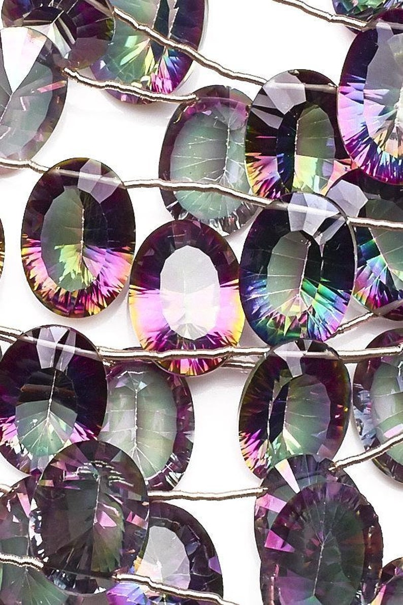 Topaz Rainbow Oval Faceted Mystic Coating Beads