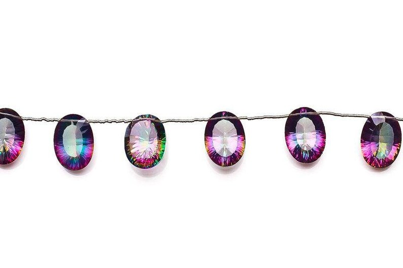 Topaz Rainbow Oval Faceted Mystic Coating Beads