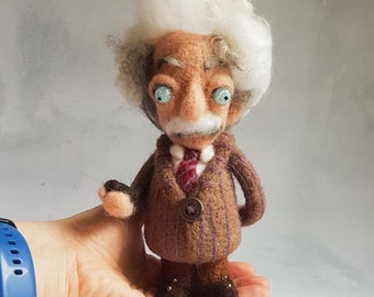 Albert Einstein scientist doll Science geek portrait doll Collectible doll Physics teacher gift felt doll
