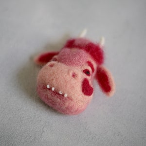 Cow brooch Strawberry cow Felted brooch Needle felted animal Funny cow image 10