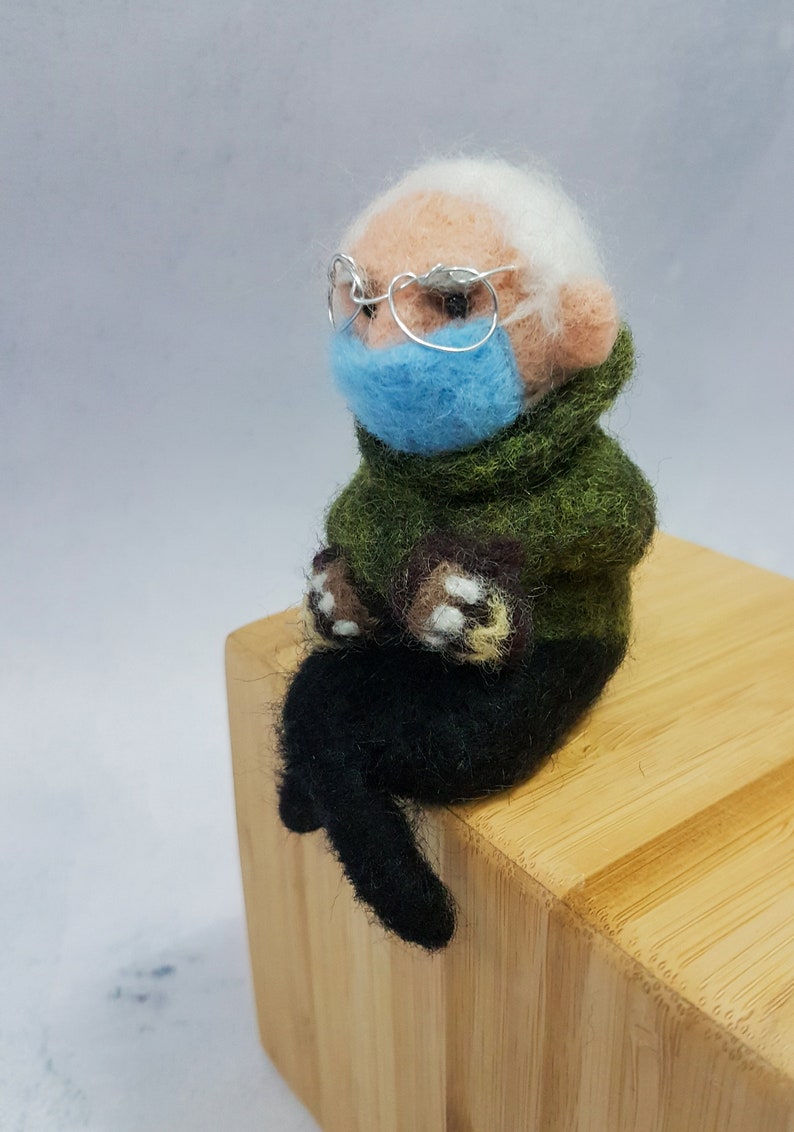 Bernie Sanders Mittens doll Inauguration Day Meme doll Small shelf decorations Grumpy chic Political doll needle felt image 8