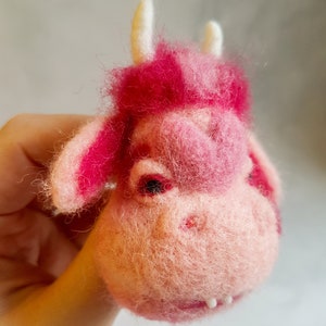 Cow brooch Strawberry cow Felted brooch Needle felted animal Funny cow image 3