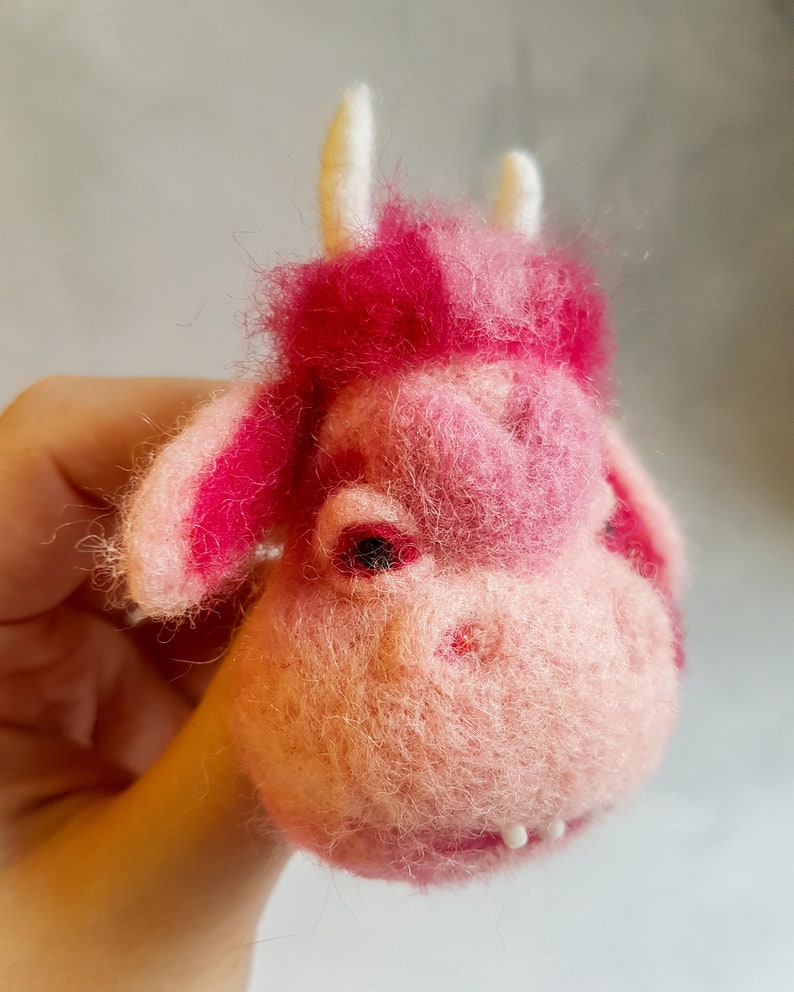 Cow brooch Strawberry cow Felted brooch Needle felted animal Funny cow image 3