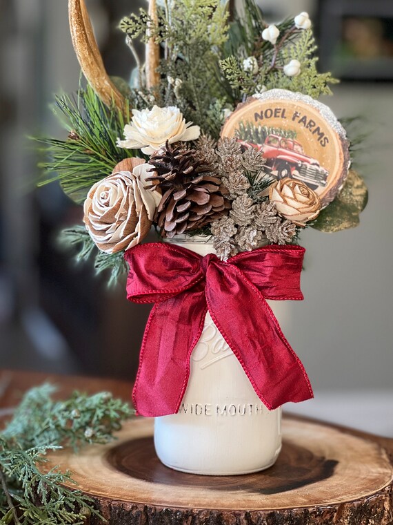 Rustic Wood and Antler Centerpiece