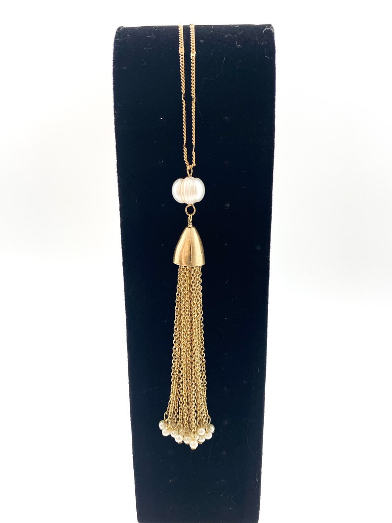 Freshwater Pearl Fashion Jewelry Discreet Fidgeting Necklace Gold Tassel Gifts for Her Adult Fidgeting