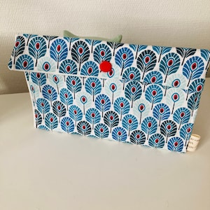 Peacock feather cotton pouch duck blue