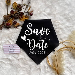 Save the Date Wedding Dog Bandana with Date, Wedding Announcement Dog Bandana, Engagement Announcement Dog Scarf, Wedding Dog Bandana