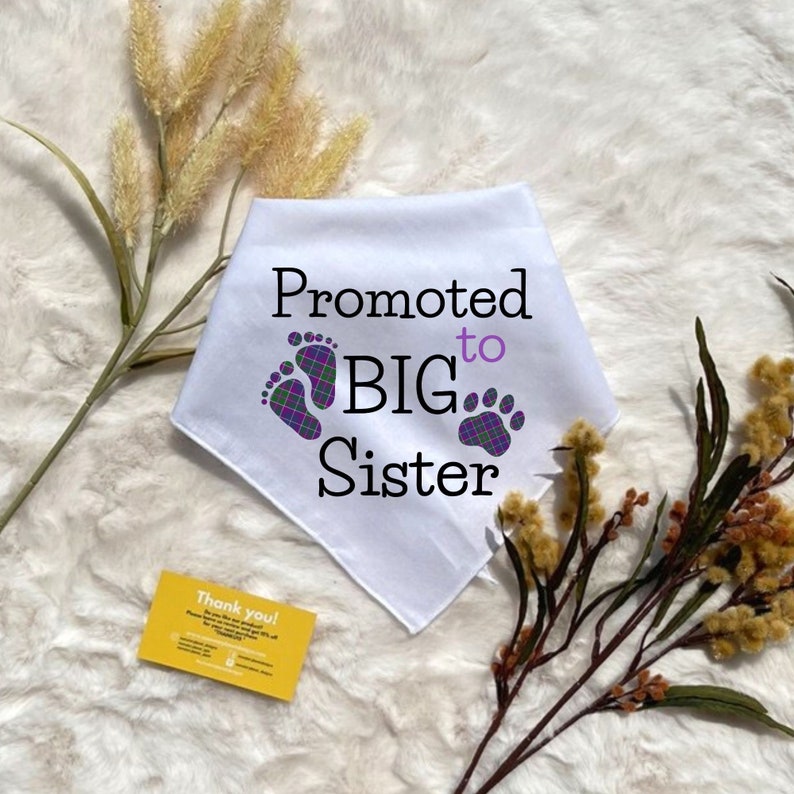 Big Sister Dog Bandana Dog Baby Announcement Promoted to Big Etsy