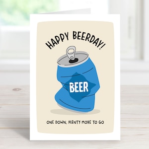 Happy Beerday!, Funny Birthday Card, Beer Card, Funny Dad Card, Happy Birthday, Can of Beer, A6 Card