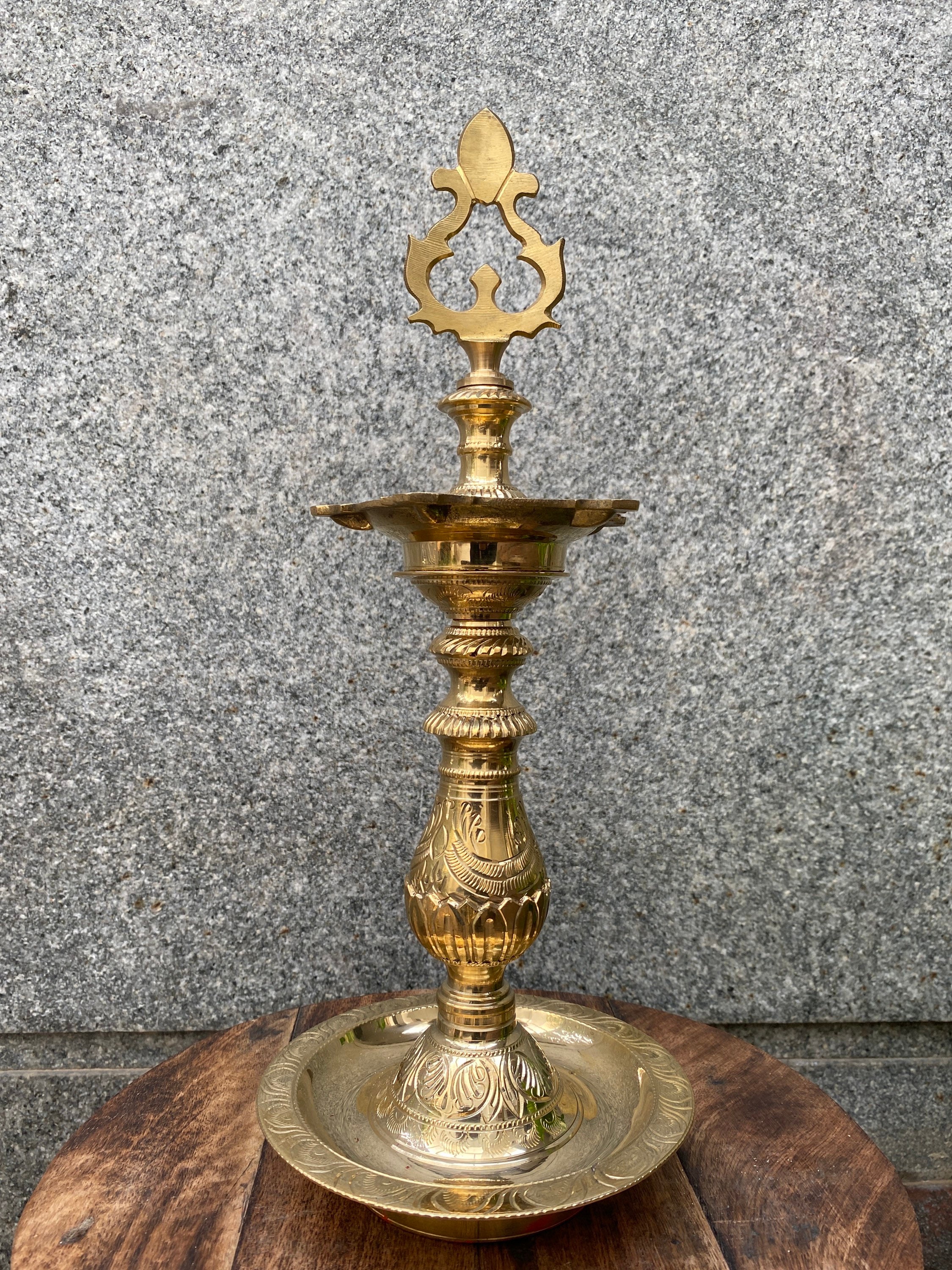 14 Inch Brass Kuthu Vilakku diya for Pooja Brass Oil Lamp