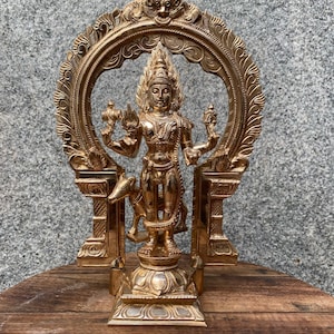 Handmade 10” Panchalogam Lord Kala Bhairava/Bhairavar - Customizable Copper Statue