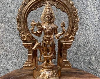 Handmade 10” Panchalogam Lord Kala Bhairava/Bhairavar - Customizable Copper Statue