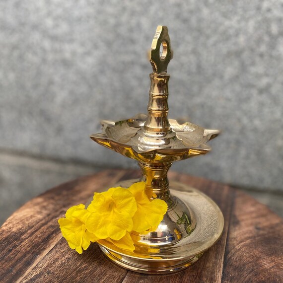 Brass Seven Faced Ghee Vilakku 8.5inch Height Brass Diya Brass