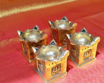 Set of 4,  Brass Diwali Oil Diya (Oil Diya, Agal Vilakku, Brass Karthigai Agal, Oil Lamps)