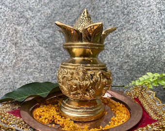 Purna kumbham 5”  (Pooja Idol, Sculpture, Handmade, Gift, Beautiful, Home Decor, Statue, Deity)