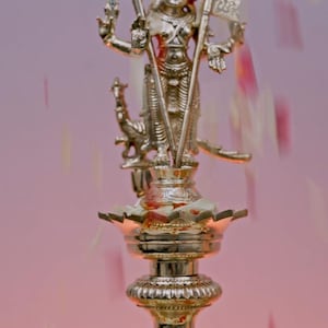 26 inch Brass Lord Muragan lamp (Traditional, Handmade, Oil Lamp, Diya for Pooja, Peacock Kuthu Vilakku, a Pair)