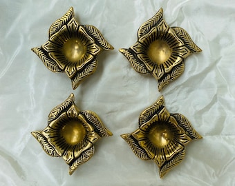 Set of 4,  Brass Diwali Oil Diya (Oil Diya, Agal Vilakku, Brass Karthigai Agal, Oil Lamps)