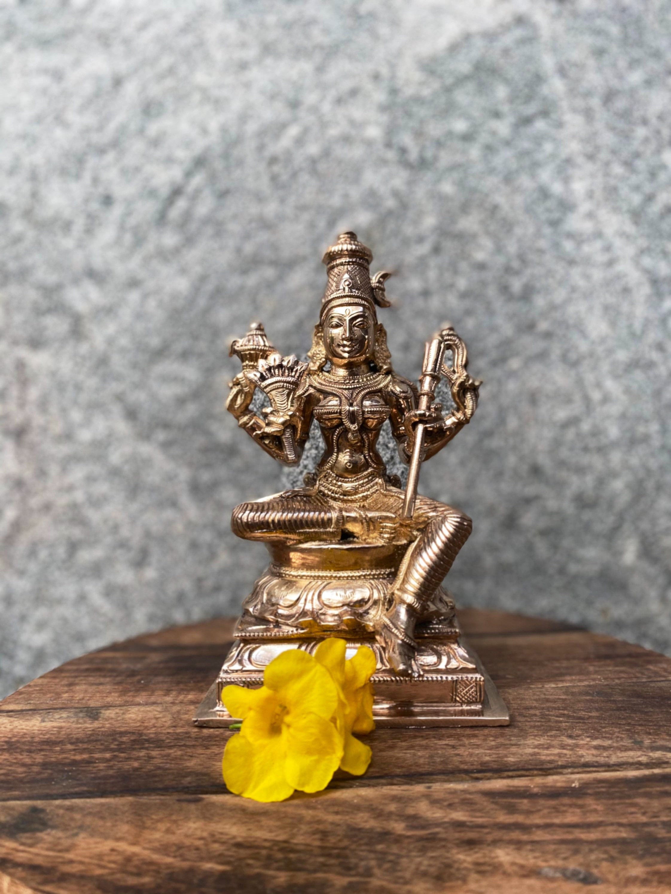Handmade 8" Panchalogam Rajeshwari Devi - Copper Pooja Idol