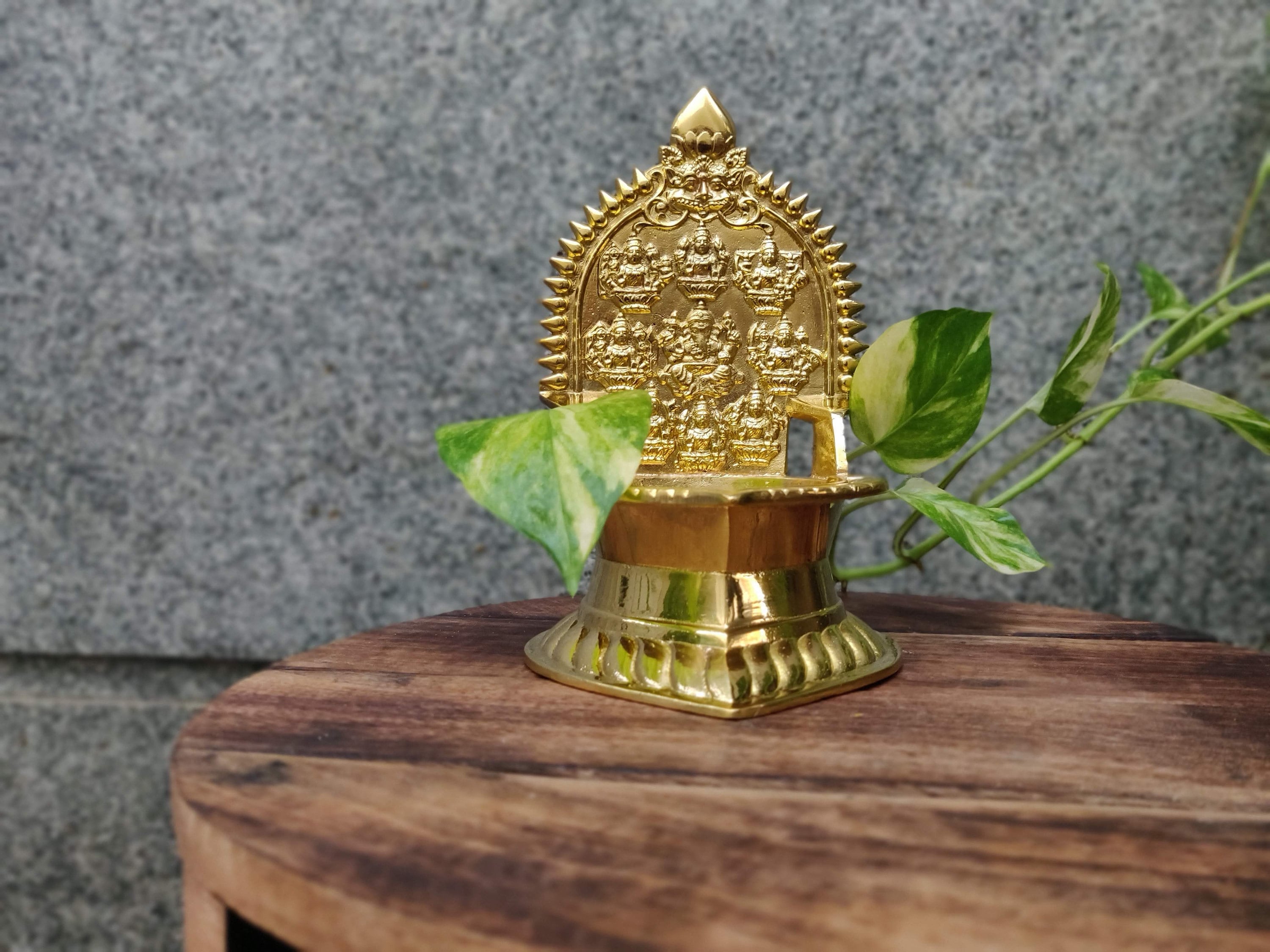 100 ml Brass High Quality Ashtalakshmi Vilakku, Brass Ganesha Oil