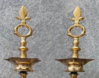 Brass Kuthu Vilakku (Brass Kuthu Vilakku, Brass Diya, Brass Lamp, Diya for Pooja, Pooja lamp, Set of 2)