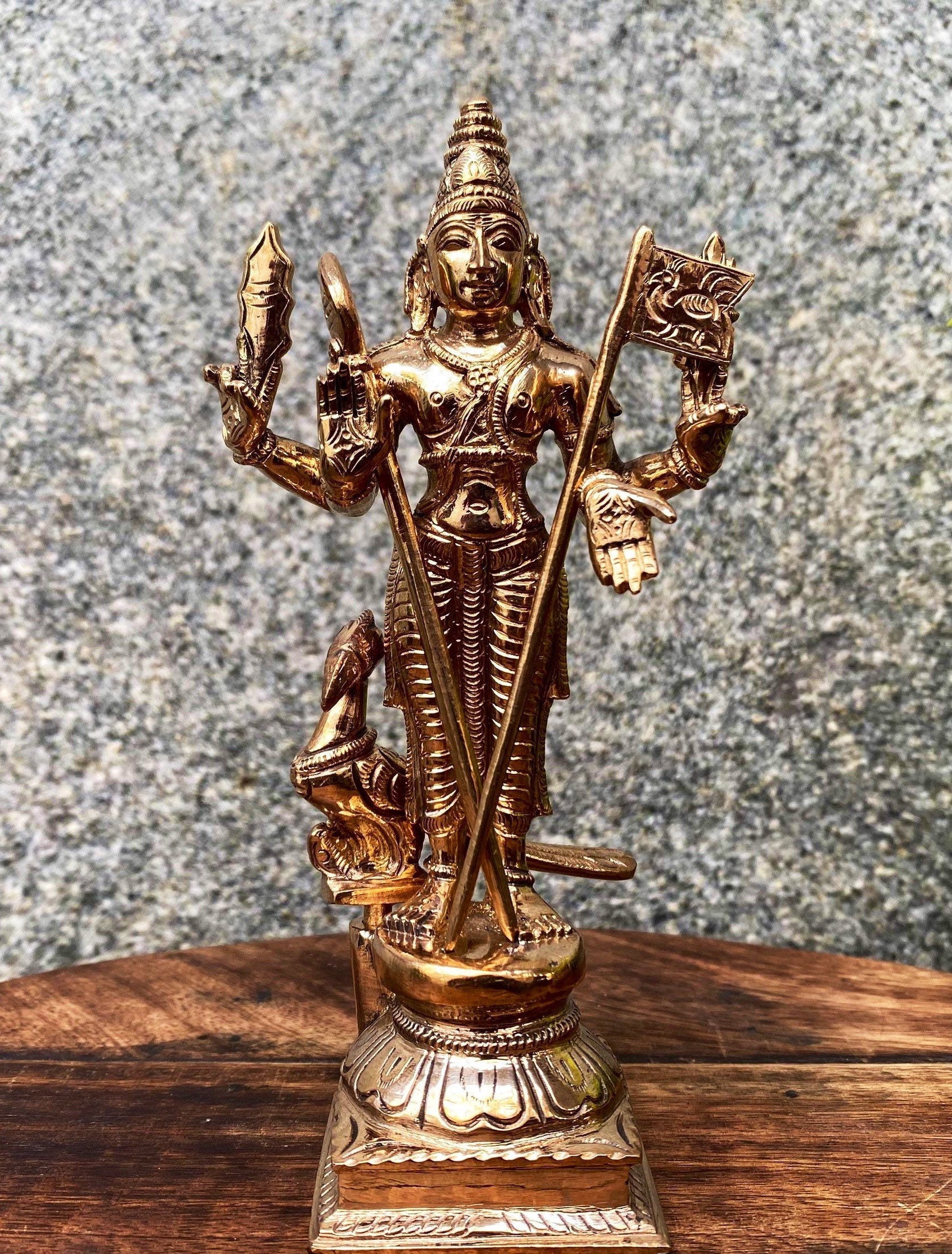 6 Panchalogam Lord Murugan With Peacock Statue Etsy