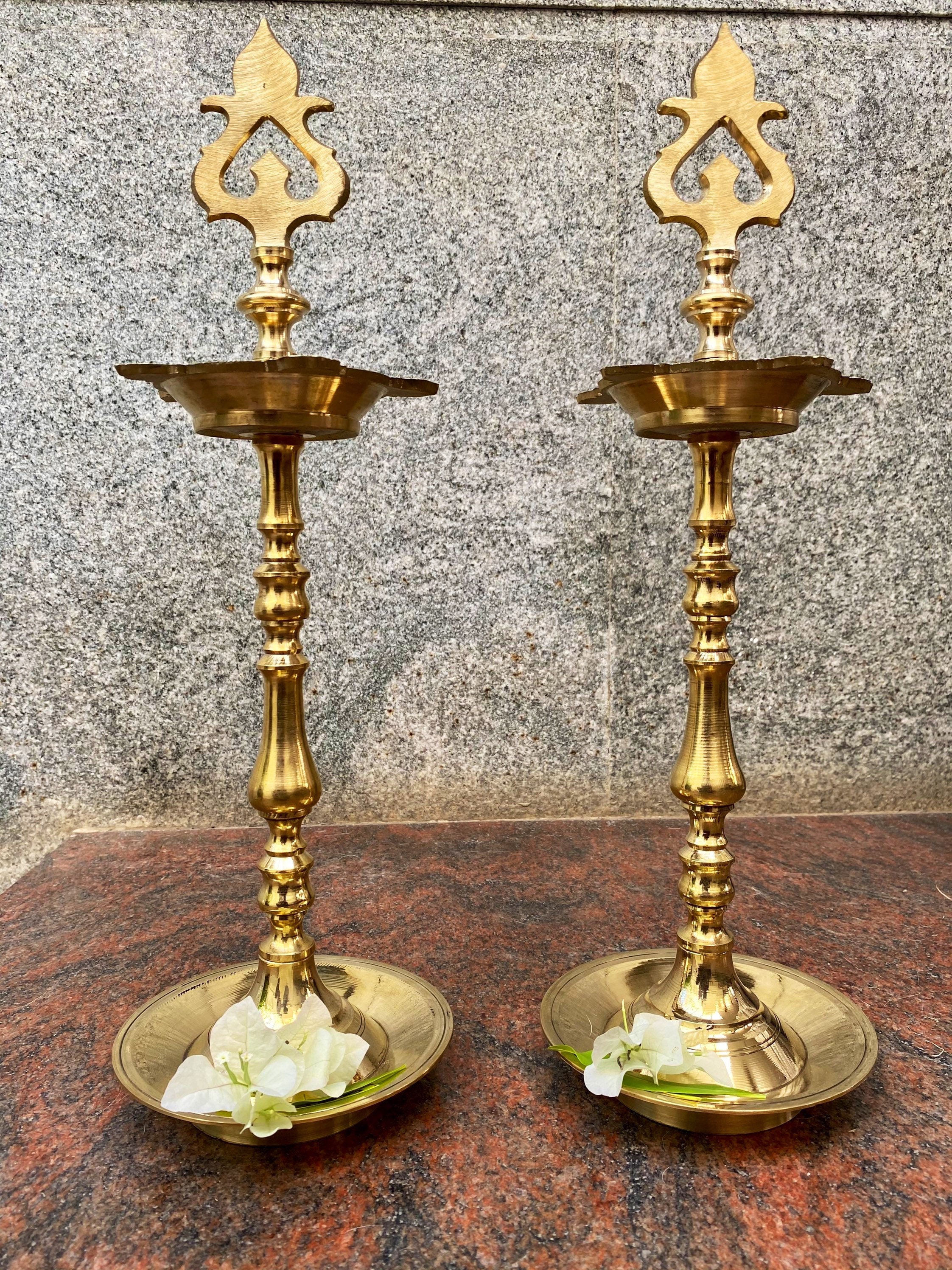 18 inch Brass Kuthu Vilakku or Traditional Oil Lamp Set of Etsy