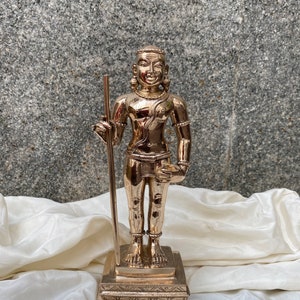 9 inch Handmade Panchalogam Lord Murugan - Customizable Copper Statue