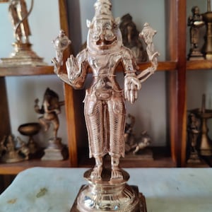Sacred 11” Handmade Panchaloha Lord Narasimha Avatar of Vishnu - Customized Copper Statue