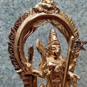 8 inch Handmade Panchalogam Lord Murugan with Peacock - Customizable Copper Statue