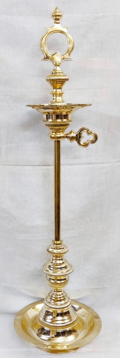 4 Feet or 48 Inch Brass Traditional Adjustable Key Kuthu Vilakku