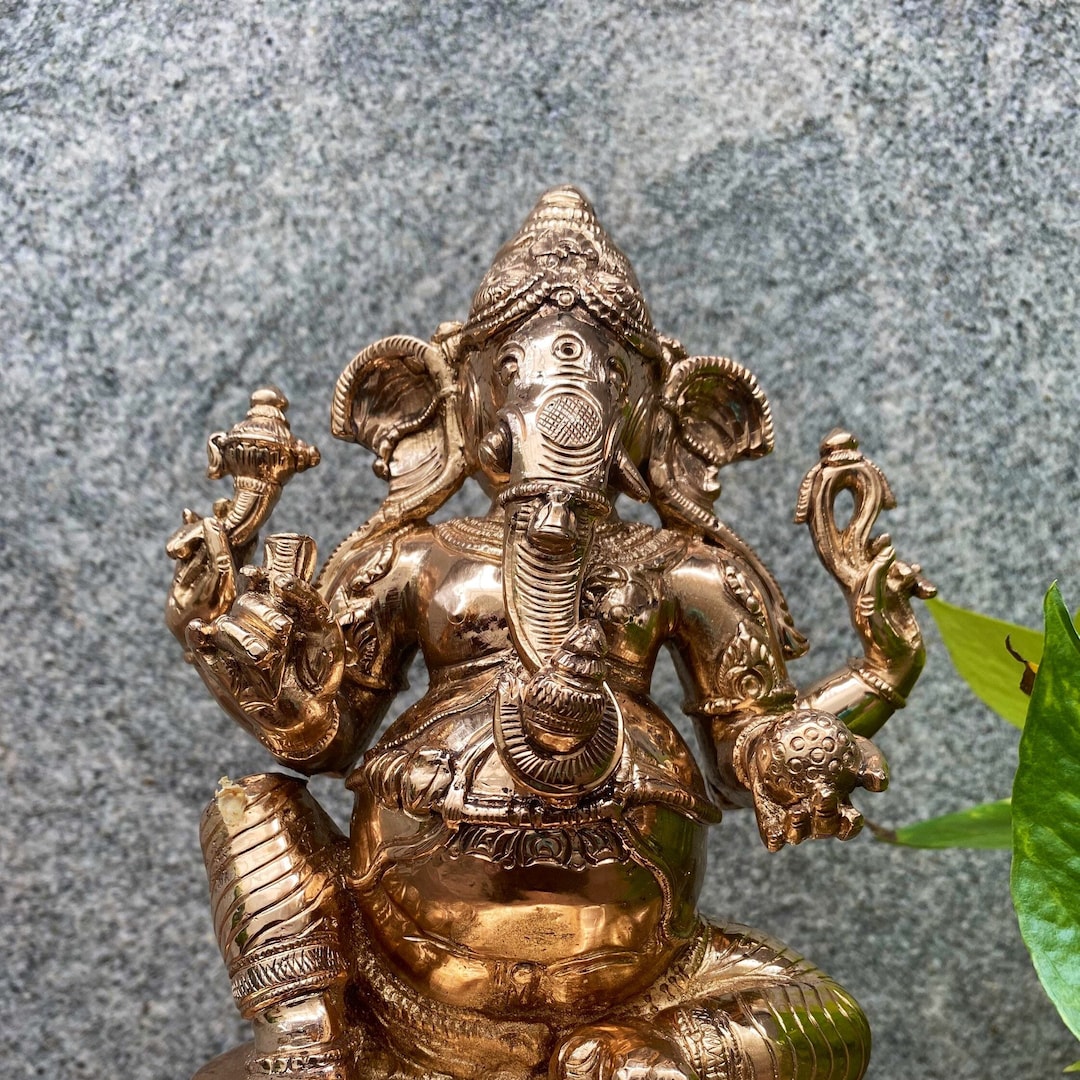 Buy 11 Inch Panchaloham Panchaloha Ganesh Statue, Ganapathi Idol