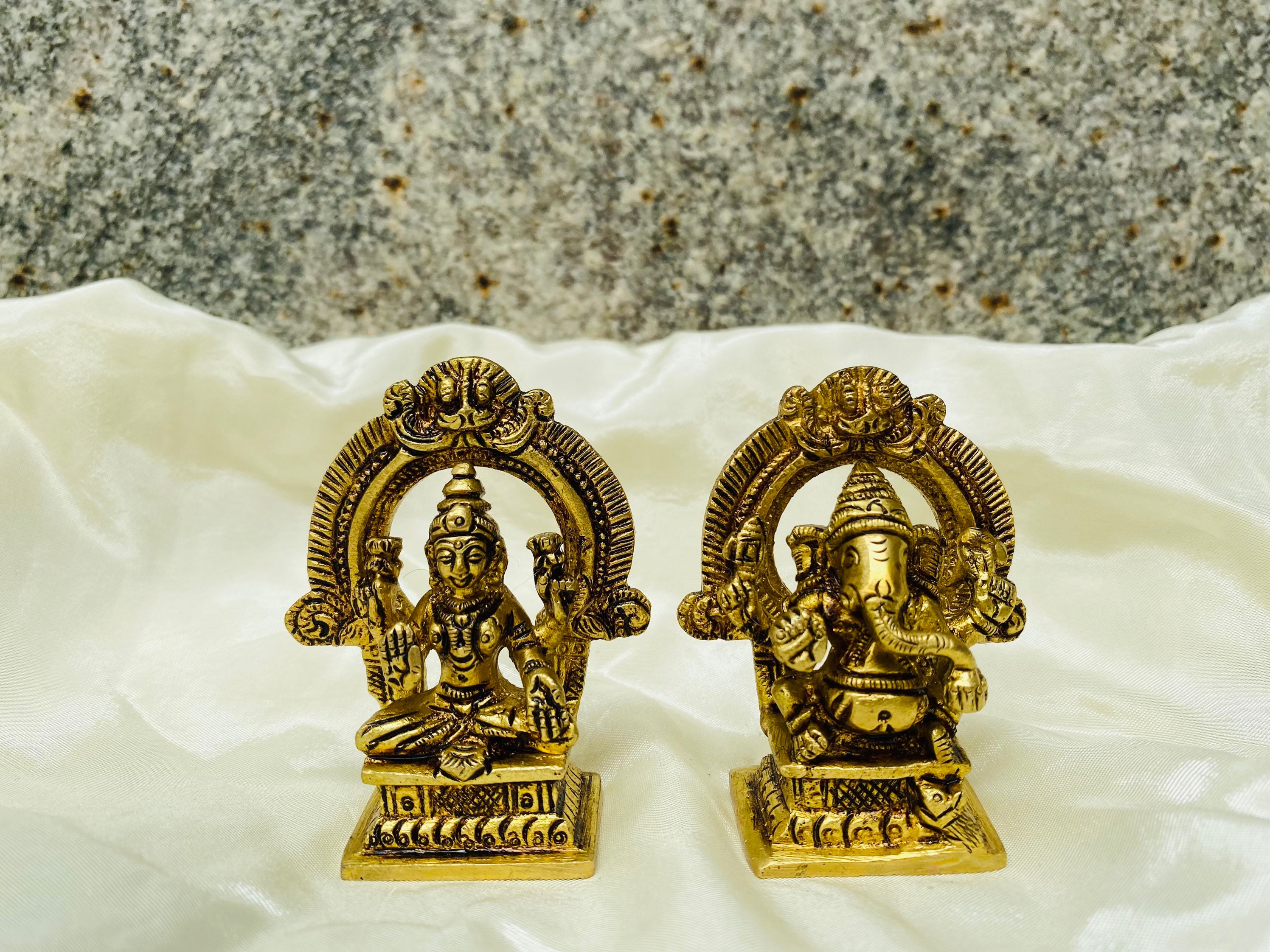 Brass idols Ganesha and Lakshmi idol set Set of 10 return Etsy
