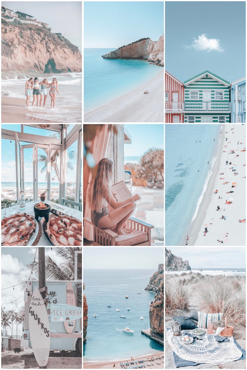 Blue Beach Collage Kit Coastal Wall Collage Kit 90 Pcs Etsy UK