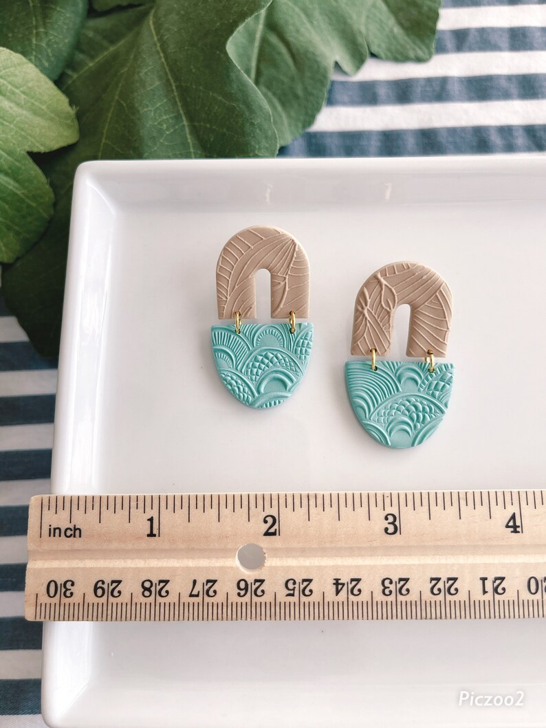 Polymer clay earringsHandmade earrings Colorful earringsGeometricDanglesAztecOrganicTexturedJA30