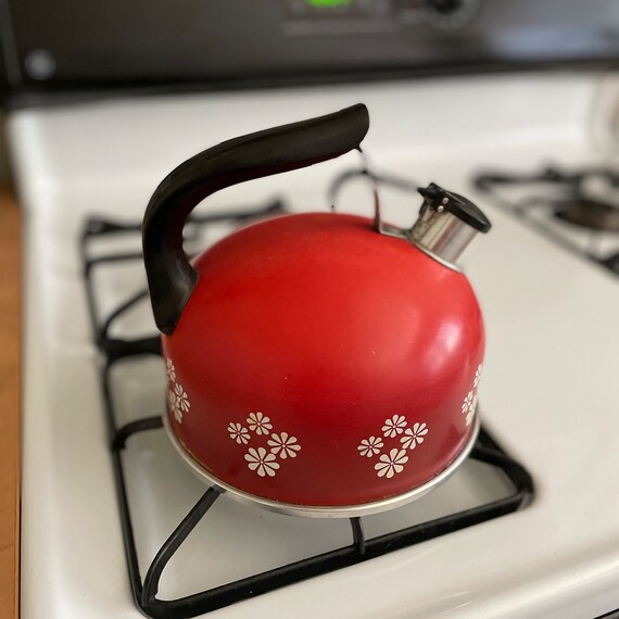 2 1/3 Qt Revere Ware Copper Red Aluminum Whistling Tea Kettle Made in Rome,  NY Vintage Revere Red Kettle More Revere in 19thrifty Shop 