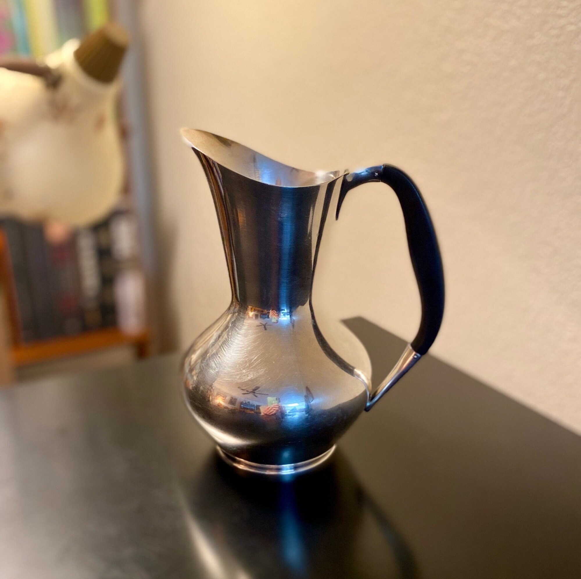 Vintage Mid Century EPNS Hammered Silver Plate Water Pitcher MM Co.