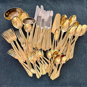 SBS Bestecke ゴールドカトラリーセット　23／24Ｋ Vtg SBS Bestecke Solingen 70PC 23/24 Gold plated flatware set