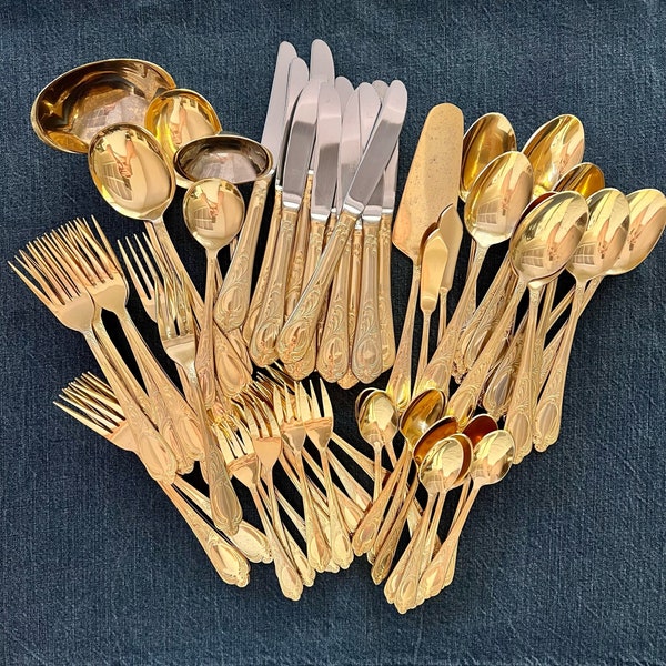 Your Choice Vintage Sets of 24k Gold-Plated Flatware by Solinger Bestecke West Germany | SBS Bestecke 24k Gold-Plated Flatware | Gold Wien