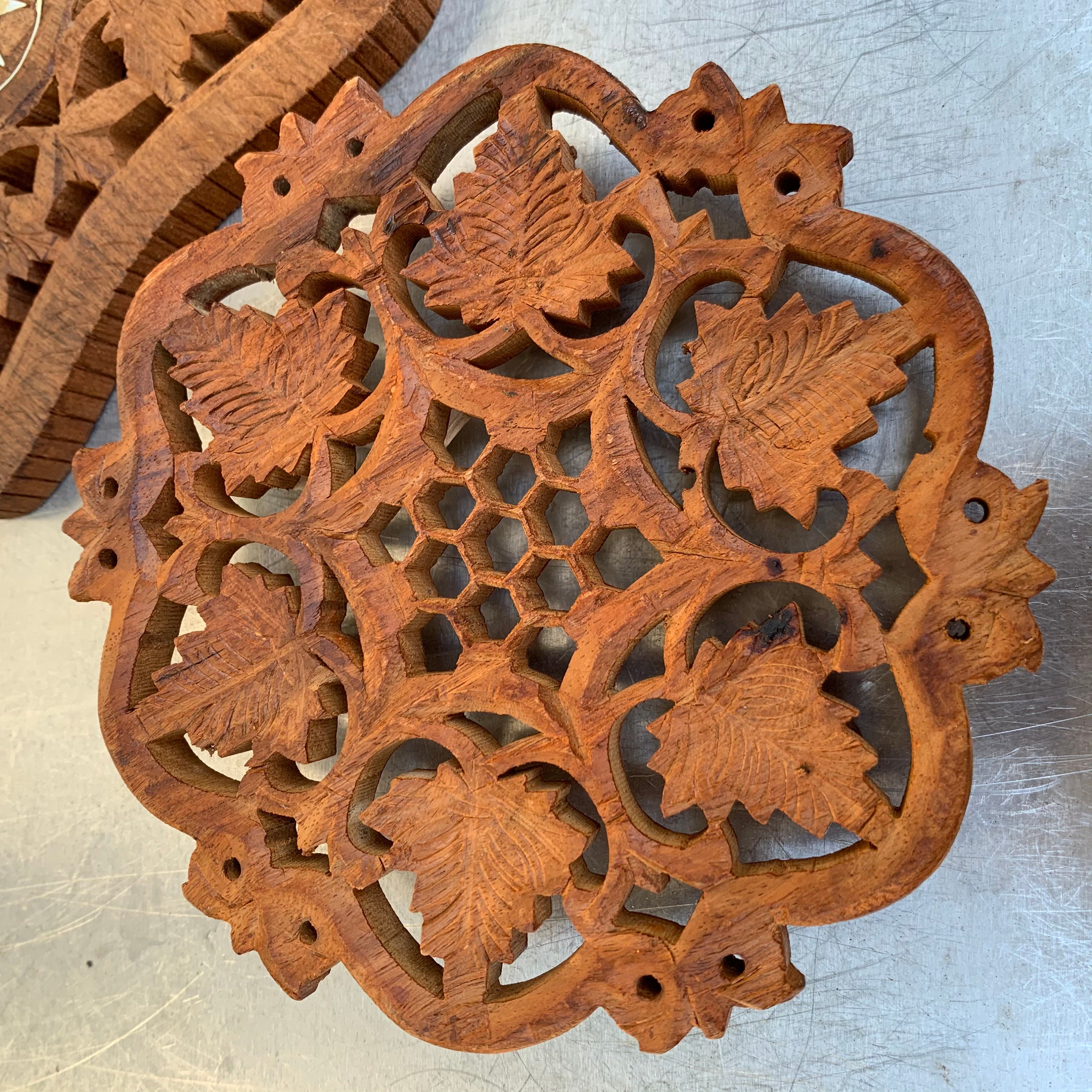 Vintage Carved Wood Decorative Trivets Sold Separately Etsy