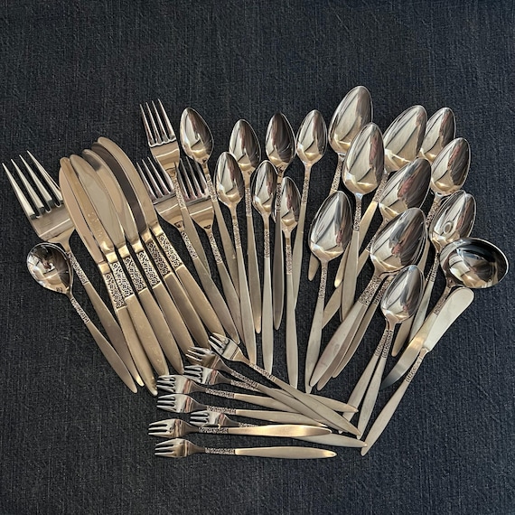 Sets of Floral Stainless Steel Flatware by Riviera Japan | Sets