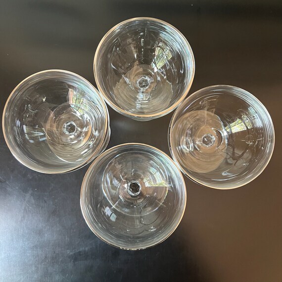 Set of 4 Mid-century Silver Band Trim 4oz Champagne Coupe  Silver-Banded Glass Coupe Pair main image 1