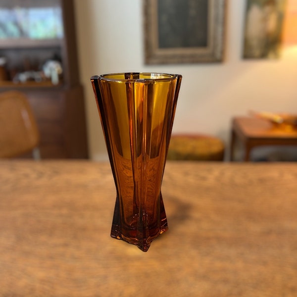 Vintage Desert Gold 572 Rocket Vase by Anchor Hocking Glass | Anchorglass Amber Vase | Anchor Glass Zeppelin Vase | Anchor Hocking 572 Vase
