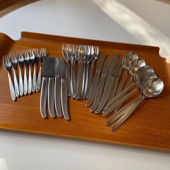 Vintage Sets of Laurel Pattern Cromargan Flatware by WMF Germany