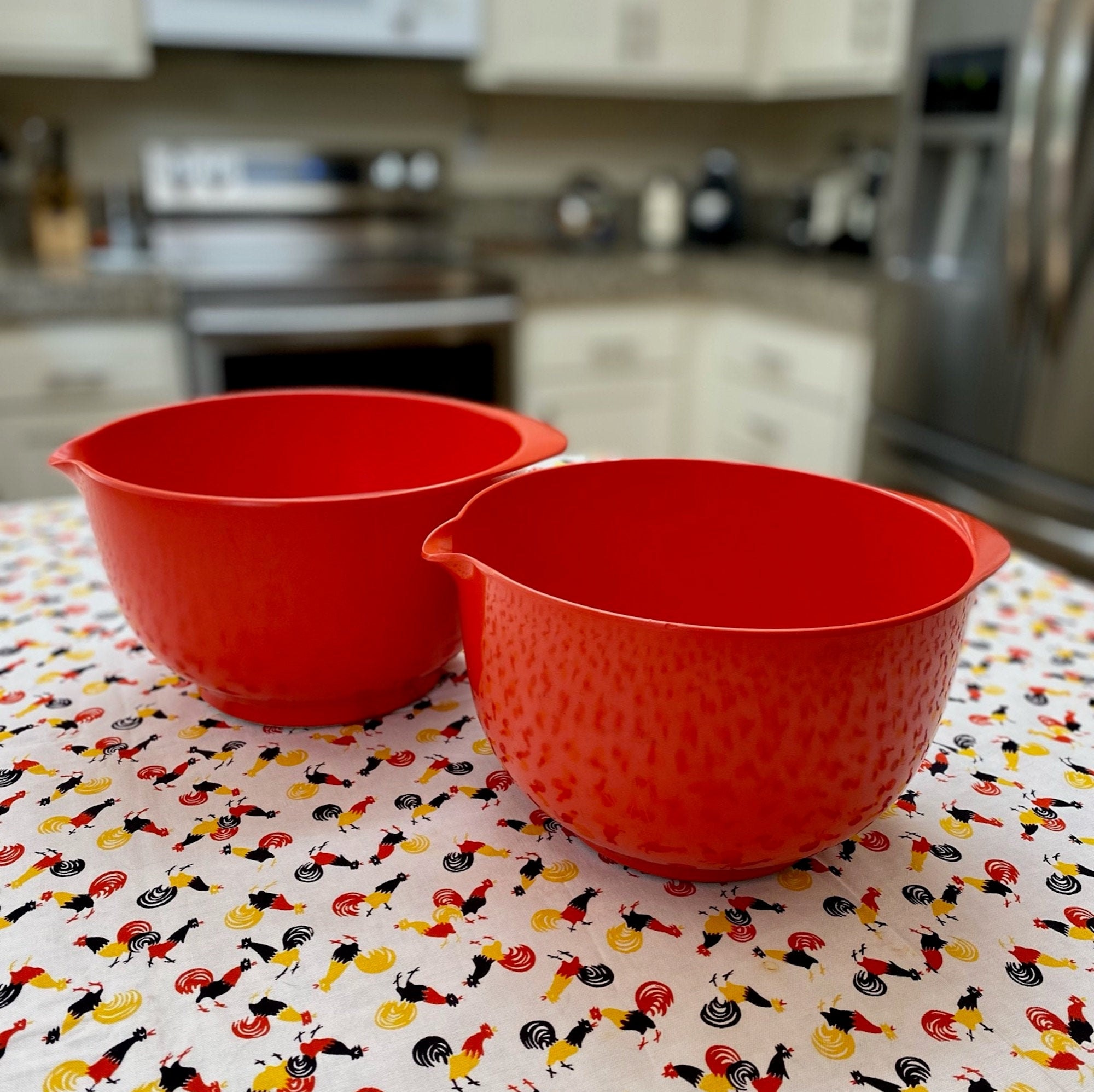 Red Melamine Mixing Bowls with Lid - Set of 6