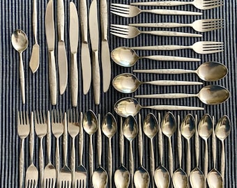 Sets of Fleur Stainless Steel Silverware by Nasco Japan | Sold