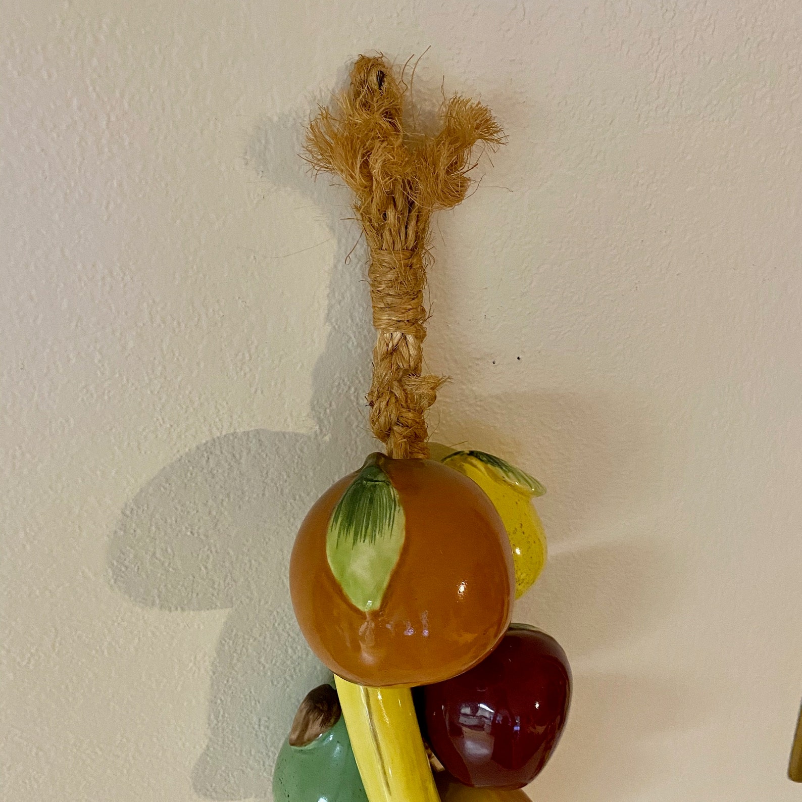 Ceramic Fruit on Braided Jute Rope Faux Fruit Vintage Etsy