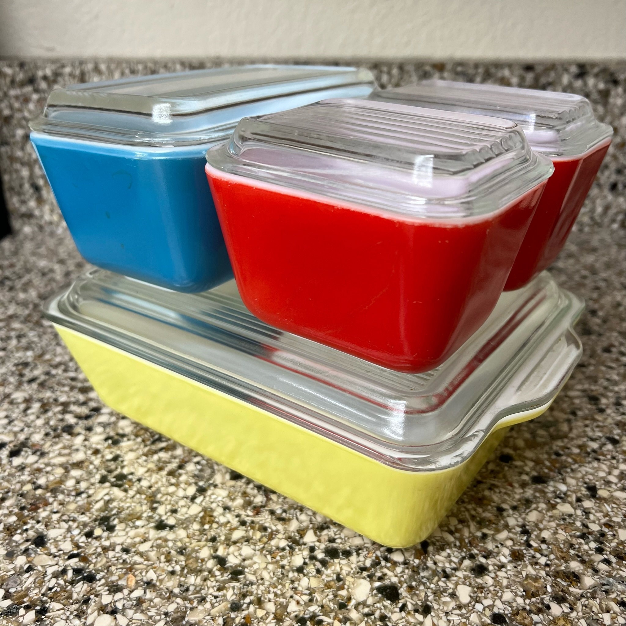 8-piece Primary Colors Stacking Oven and Refrigerator Set by Pyrex
