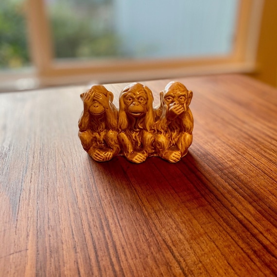 3 Wise Monkeys Painted Ceramic Figurine by Lancaster Sandland